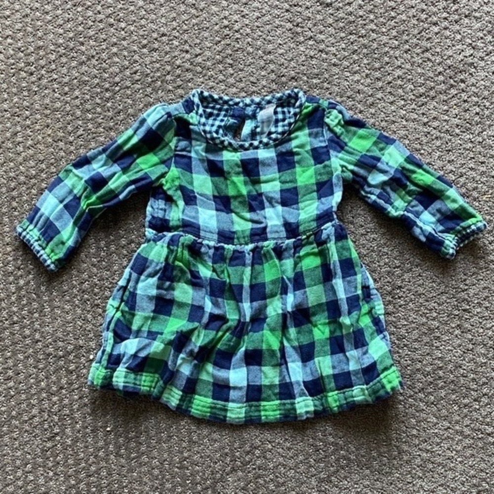 Primary Blue and Green Plaid Dress